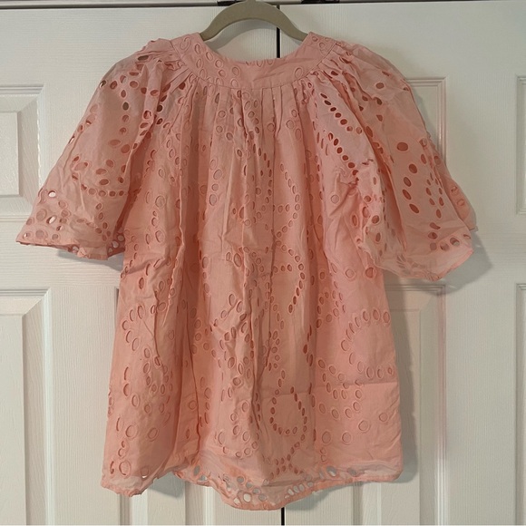 NWT Tuckernuck Pink Salt Eyelet Finley Flutter Sleeve Top, Size XS - Picture 11 of 11